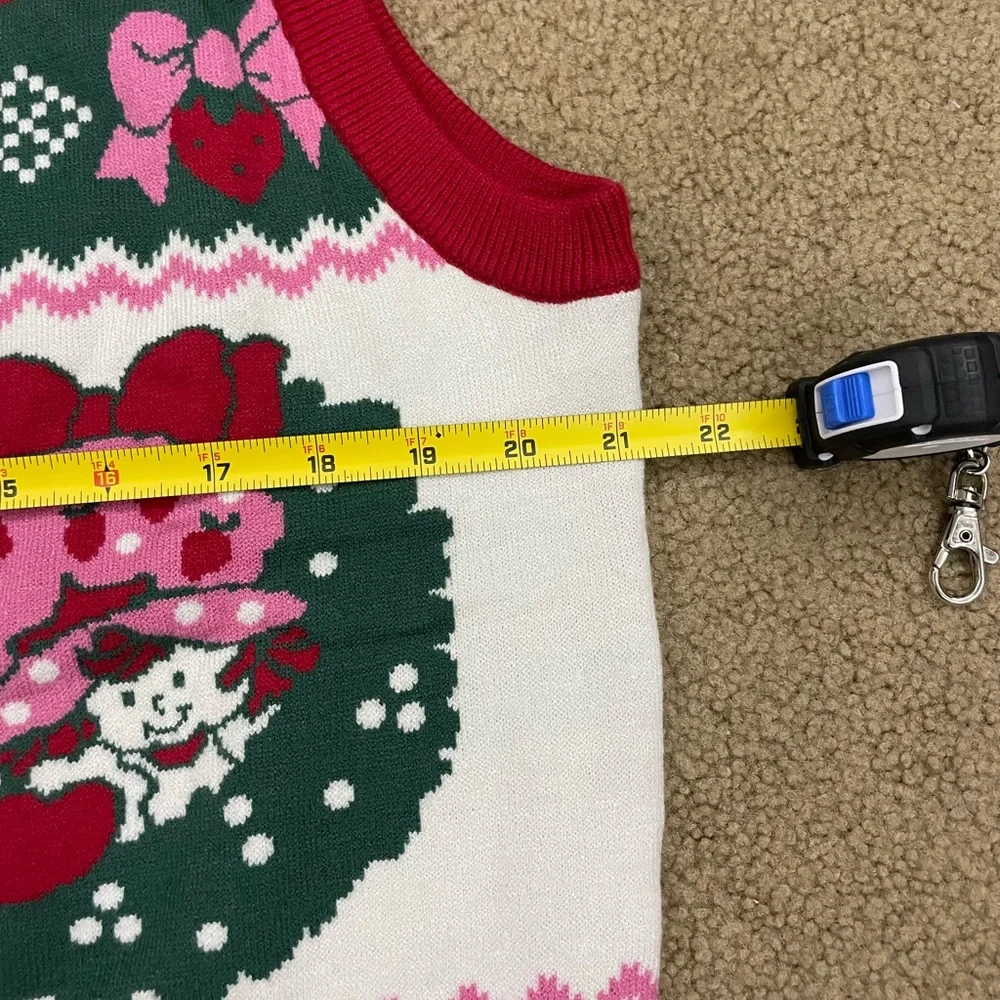 Festive Strawberry Shortcake ugly Holiday Sweater Vest - Picture 5 of 6